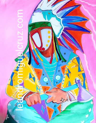 Native American Acrylic Painting By Leandro Miguel Cruz