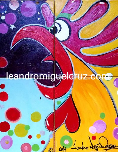 Acrylic Rooster Painting By Leandro Cruz