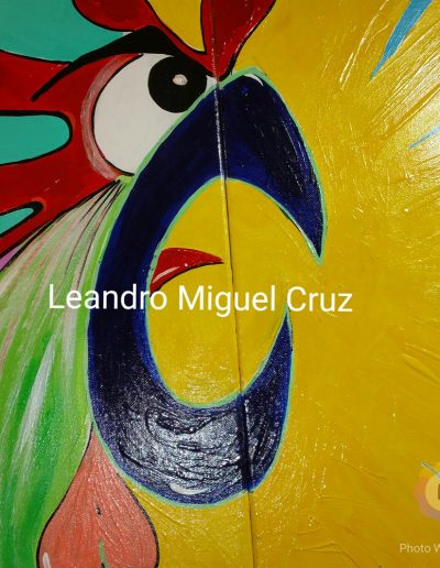 Acrylic Rooster Painting By Leandro Miguel Cruz